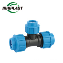 PP Compression Fittings PN16 DN20-110 Hot Sale Hdpe Irrigation Custom All Size TEE Push Equal Tee Water DIN Round ISO9001 CE OEM